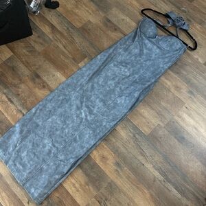 Gray Strapless Maxi Dress